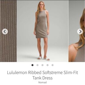 lululemon Ribbed Softstreme Slim-Fit Tank Dress - Nomad size 8 NWT